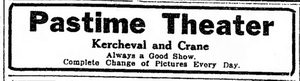 Pastime Theatre - 1911 Ad (newer photo)